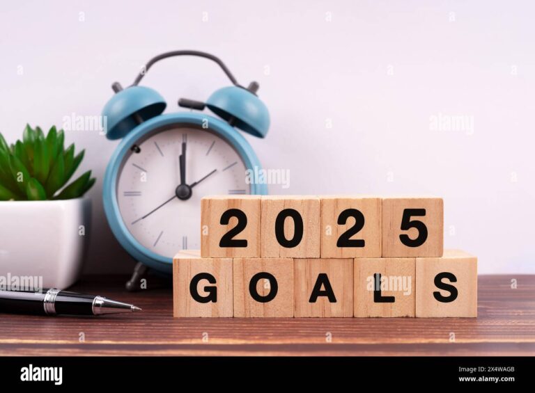 Setting meaningful goals for 2025 with a planner and checklist.